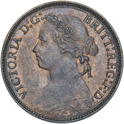 1876 H Farthing - Victoria British Bronze Coin - Very Nice