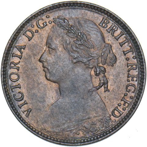 1876 H Farthing - Victoria British Bronze Coin - Very Nice