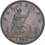 1876 H Farthing - Victoria British Bronze Coin - Very Nice