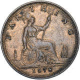 1878 Farthing - Victoria British Bronze Coin - Very Nice