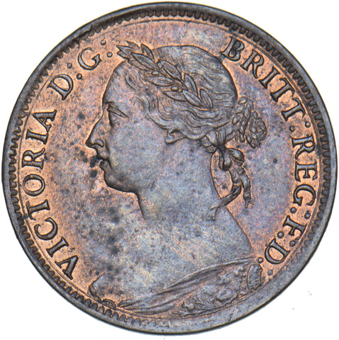 1890 Farthing - Victoria British Bronze Coin - Very Nice