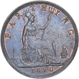 1890 Farthing - Victoria British Bronze Coin - Very Nice