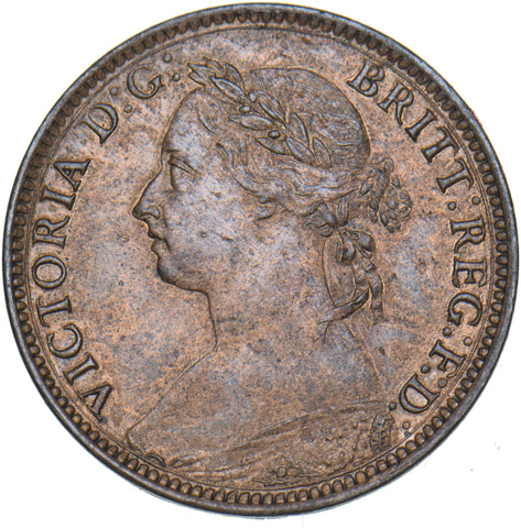 1890 Farthing - Victoria British Bronze Coin - Very Nice