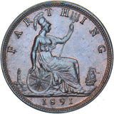 1891 Farthing - Victoria British Bronze Coin - Very Nice