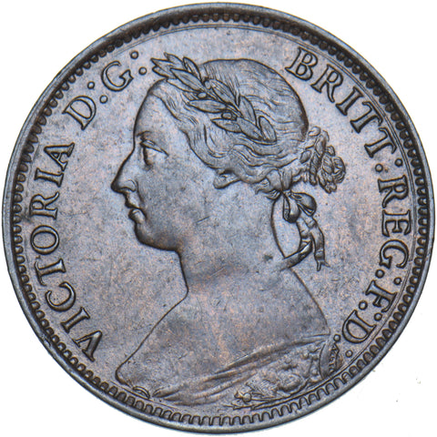 1895 Farthing (Bun Head) - Victoria British Bronze Coin - Very Nice