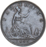 1895 Farthing (Bun Head) - Victoria British Bronze Coin - Nice
