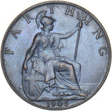 1905 Farthing - Edward VII British Bronze Coin - Superb