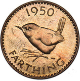 1950 Proof Farthing - George VI British Bronze Coin - Superb