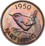 1950 Proof Farthing - George VI British Bronze Coin - Superb