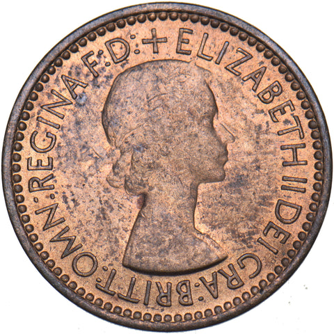 1953 Farthing (F661 1+B) - Elizabeth II British Bronze Coin - Very Nice