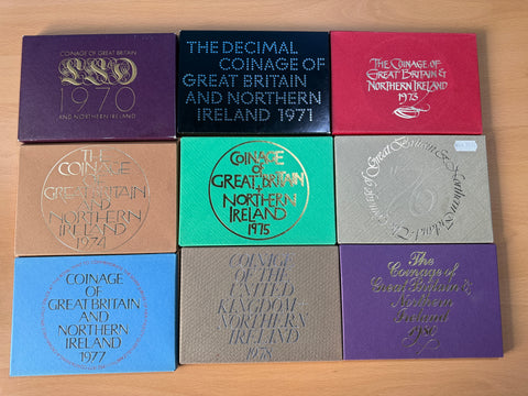 1970 - 1980 Proof Set Lot (9 Sets) - British Coins