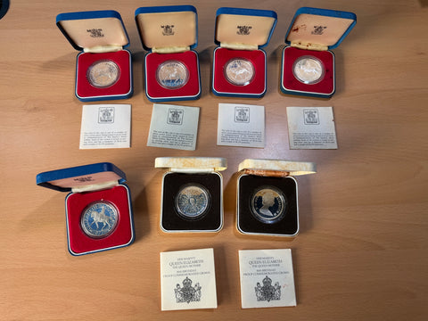 1977 & 1980 Silver Proof Crowns Lot (7 Coins) - British Coins