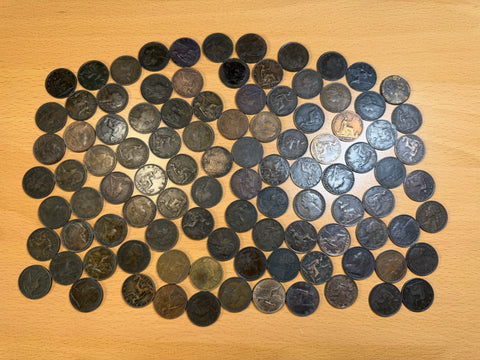 1860 - 1891 Farthings Bulk Lot (100 Coins) - Victoria Bronze Coins