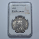 1887 Crown (NGC MS 62) - Victoria British Silver Coin - Superb