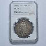 1887 Crown (NGC MS 64) - Victoria British Silver Coin - Superb