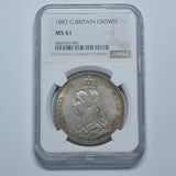 1887 Crown (NGC MS 61) - Victoria British Silver Coin - Superb