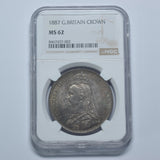1887 Crown (NGC MS 62) - Victoria British Silver Coin - Superb