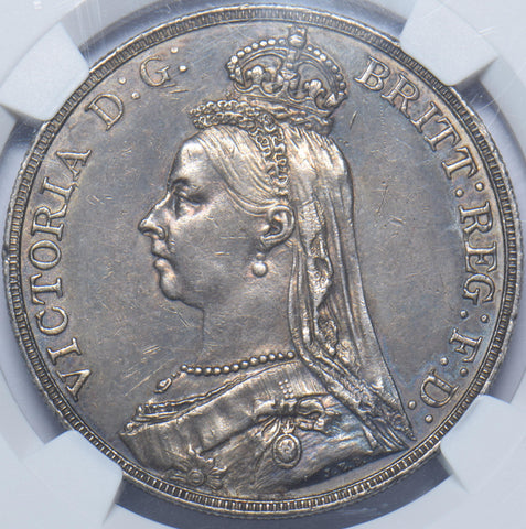1889 Crown (NGC AU 53) - Victoria British Silver Coin - Very Nice