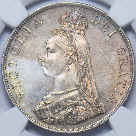 1887 Double Florin (NGC MS 64) - Victoria British Silver Coin - Superb