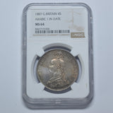 1887 Double Florin (NGC MS 64) - Victoria British Silver Coin - Superb