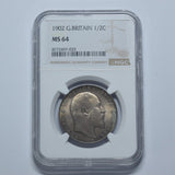 1902 Halfcrown (NGC MS 64) - Edward VII British Silver Coin - Superb