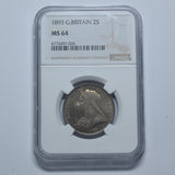 1893 Florin (NGC MS 64) - Victoria British Silver Coin - Superb