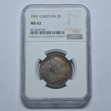 1901 Florin (NGC MS 62) - Victoria British Silver Coin - Superb