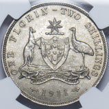 1911 Australia Florin (NGC MS 62) - George V Silver Coin - Superb
