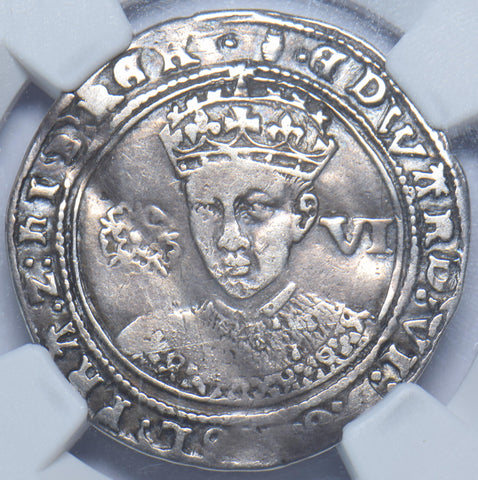 1551-3 Sixpence (NGC XF Details Bent) - Edward VI British Silver Hammered Coin - Nice
