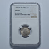 1886 Sixpence (NGC MS 63) - Victoria British Silver Coin - Superb