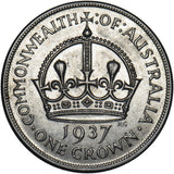 1937 Australia Crown - George VI Silver Coin - Very Nice