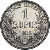 1905 German East Africa 1 Rupie - Wilhelm II Silver Coin - Very Nice