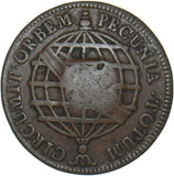 1776 Brazil 20 Reis (Countermark 1809 40 Reis) - Jose I Copper Coin - Nice