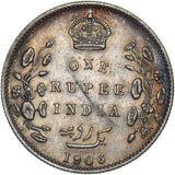 1906 India 1 Rupee - Edward VII Silver Coin - Nice