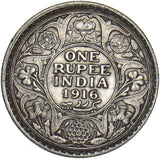 1916 India 1 Rupee - George V Silver Coin - Nice