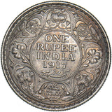 1917 India 1 Rupee - George V Silver Coin - Very Nice