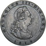 1813 Isle of Man Penny - George III Copper Coin - Very Nice