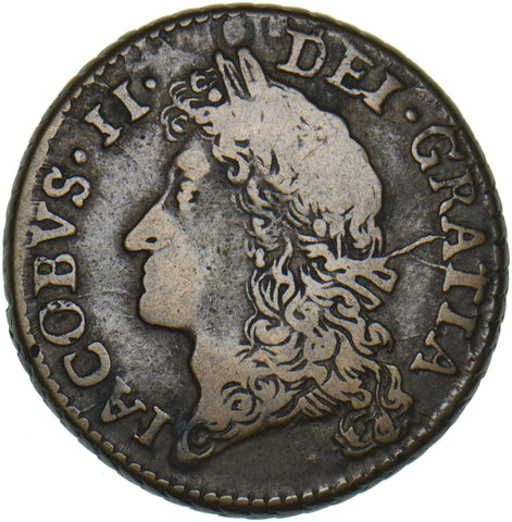 1690 (June) Ireland Gunmoney Halfcrown - James II Copper/Brass Coin - Nice
