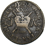 1690 (June) Ireland Gunmoney Halfcrown - James II Copper/Brass Coin - Nice