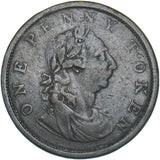 1820 Ireland 1 Penny Token - George III Copper Token - Nice