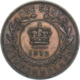 1872 Canada Newfoundland 1 Cent - Victoria Bronze Coin - Nice