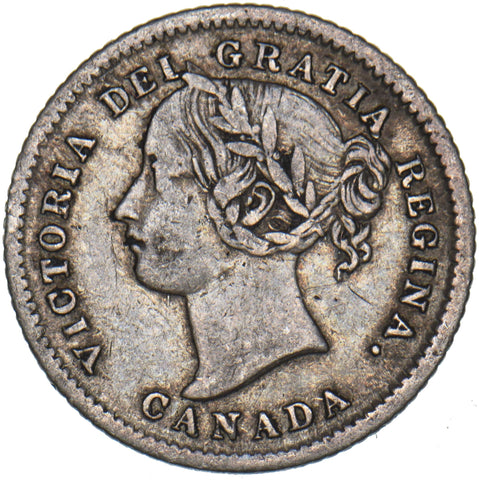 1875 Canada 10 Cents - Victoria Silver Coin - Nice