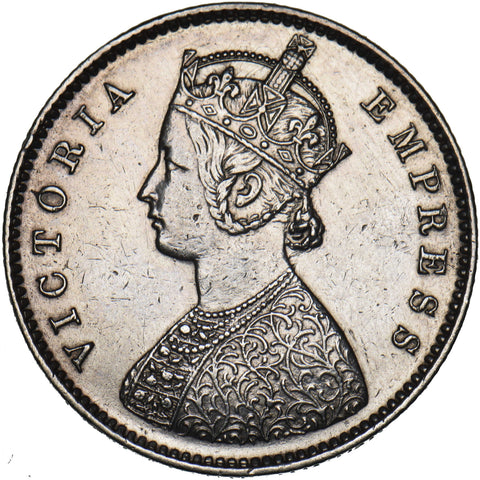 1893 India Half Rupee - Victoria Silver Coin - Nice