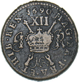 1690 (May) Ireland Gunmoney Shilling - James II Copper/Brass Coin