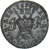 1690 (May) Ireland Gunmoney Shilling - James II Copper/Brass Coin - Very Nice