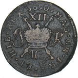 1690 (May) Ireland Gunmoney Shilling - James II Copper/Brass Coin