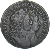 1693 Ireland Halfpenny - William & Mary Copper Coin - Nice