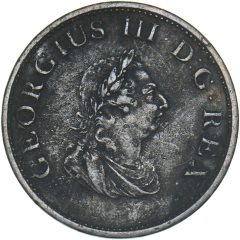 1805 Ireland Halfpenny - George III Copper Coin - Nice