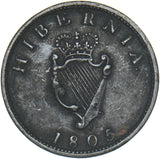 1805 Ireland Halfpenny - George III Copper Coin - Nice