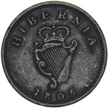 1806 Ireland Farthing - George III Copper Coin - Nice